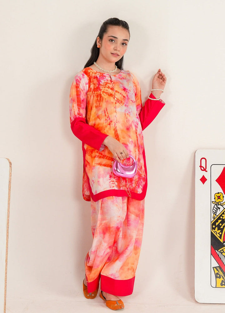 Bloomie by Panache Apparel Girls RTW Printed Lawn Silk 2 Piece Suit Fluffie Festive Collection