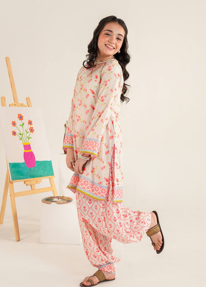Bloomie by Panache Apparel Girls RTW Printed Lawn Silk 2 Piece Suit Paintsy Festive Collection