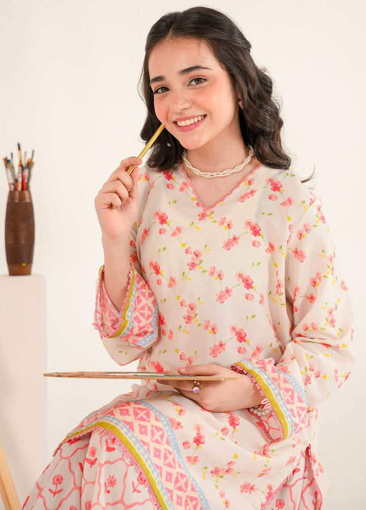 Bloomie by Panache Apparel Girls RTW Printed Lawn Silk 2 Piece Suit Paintsy Festive Collection