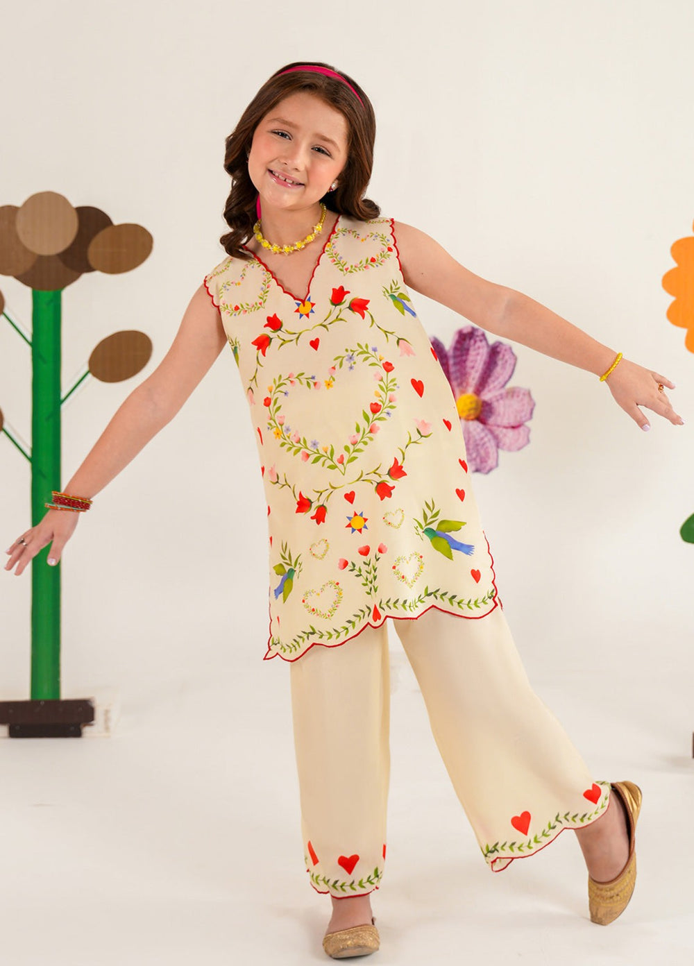 Bloomie by Panache Apparel Girls RTW Printed Lawn Silk 2 Piece Suit Zibelle Festive Collection