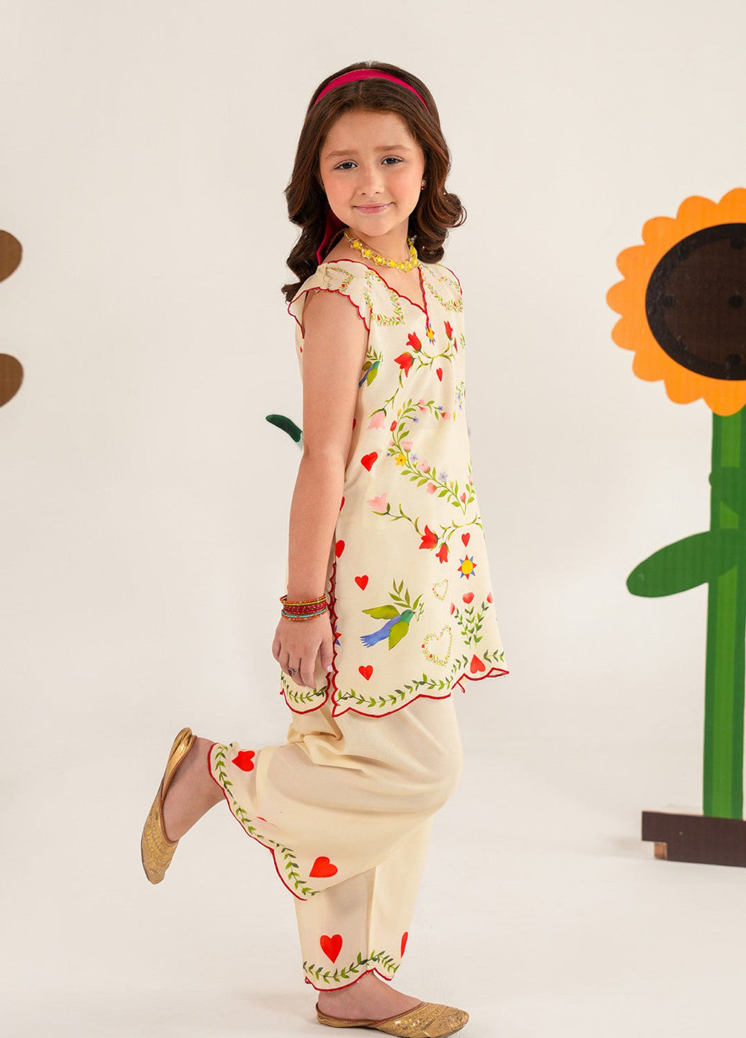 Bloomie by Panache Apparel Girls RTW Printed Lawn Silk 2 Piece Suit Zibelle Festive Collection