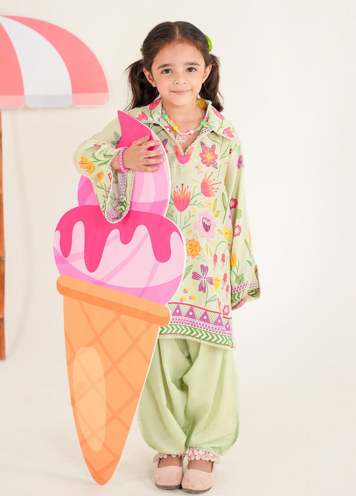 Bloomie by Panache Apparel Girls RTW Printed Lawn Silk 2 Piece Suit Coloroo Festive Collection