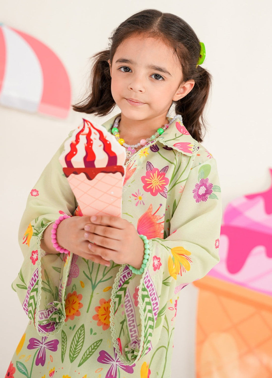 Bloomie by Panache Apparel Girls RTW Printed Lawn Silk 2 Piece Suit Coloroo Festive Collection