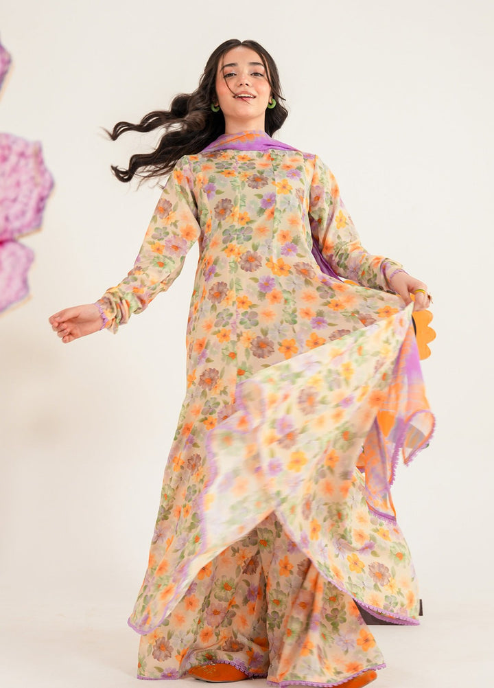 Bloomie by Panache Apparel Girls RTW Printed Lawn Silk 3 Piece Suit Tulipie Festive Collection