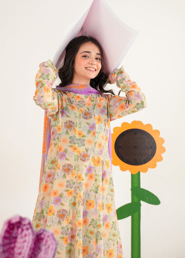 Bloomie by Panache Apparel Girls RTW Printed Lawn Silk 3 Piece Suit Tulipie Festive Collection