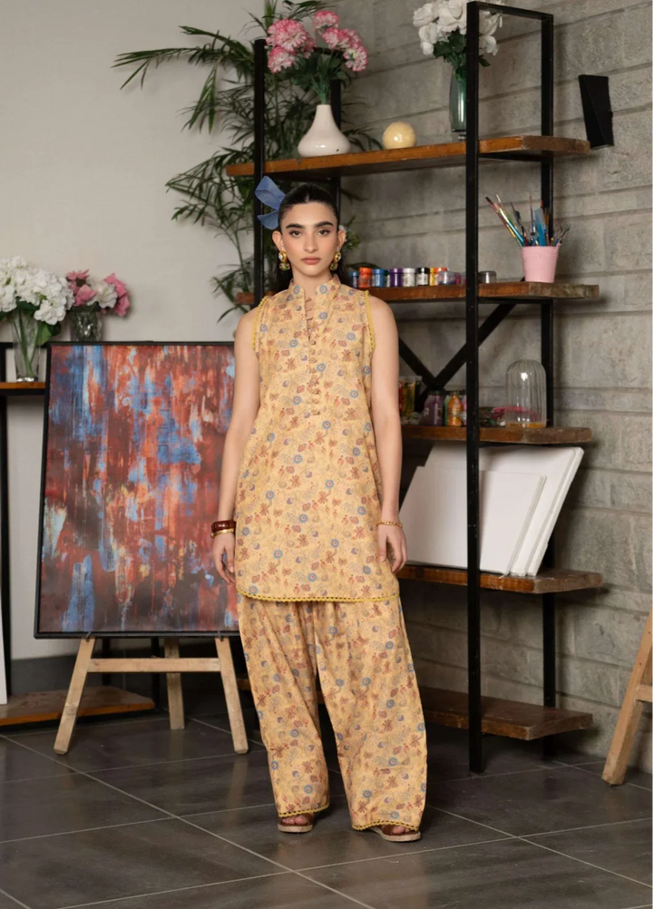 Minor Defect by Ayesha Somaya RTW Printed Lawn Silk 2 Piece Suit Butterscotch Bliss Casual Collection