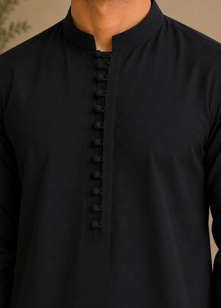 Mazham Mens RTW Solids Cotton 2 Piece Suit Black Luppi Casual Collection