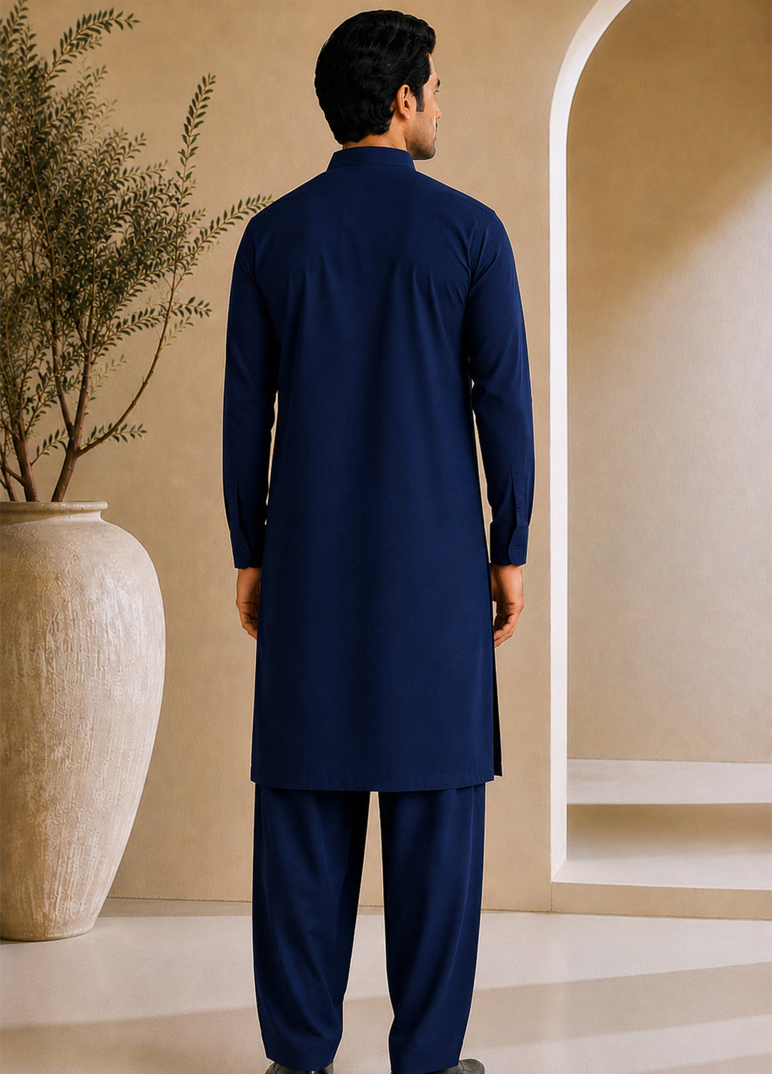 Mazham Mens RTW Solids Cotton 2 Piece Suit Navy Blue Luppi Casual Collection