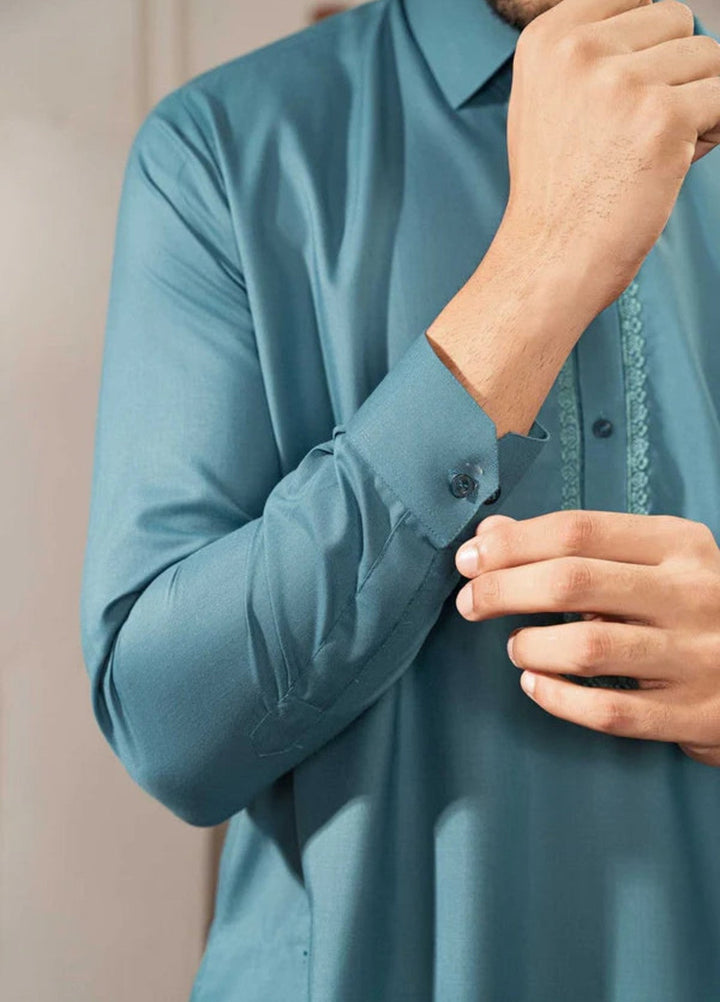 Farmanrawa by Buraq Mens RTW Embroidered Wash N Wear 2 Piece Suit Najeeb Casual Collection