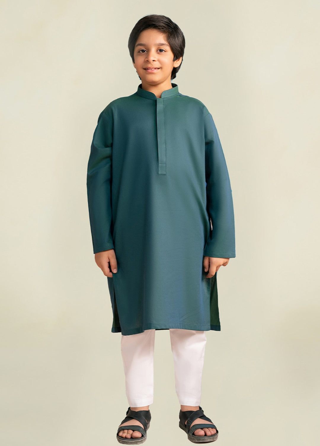 Divinely Crafted Boys RTW Cotton 2 Piece Suit Deep Pine Green Casual Collection