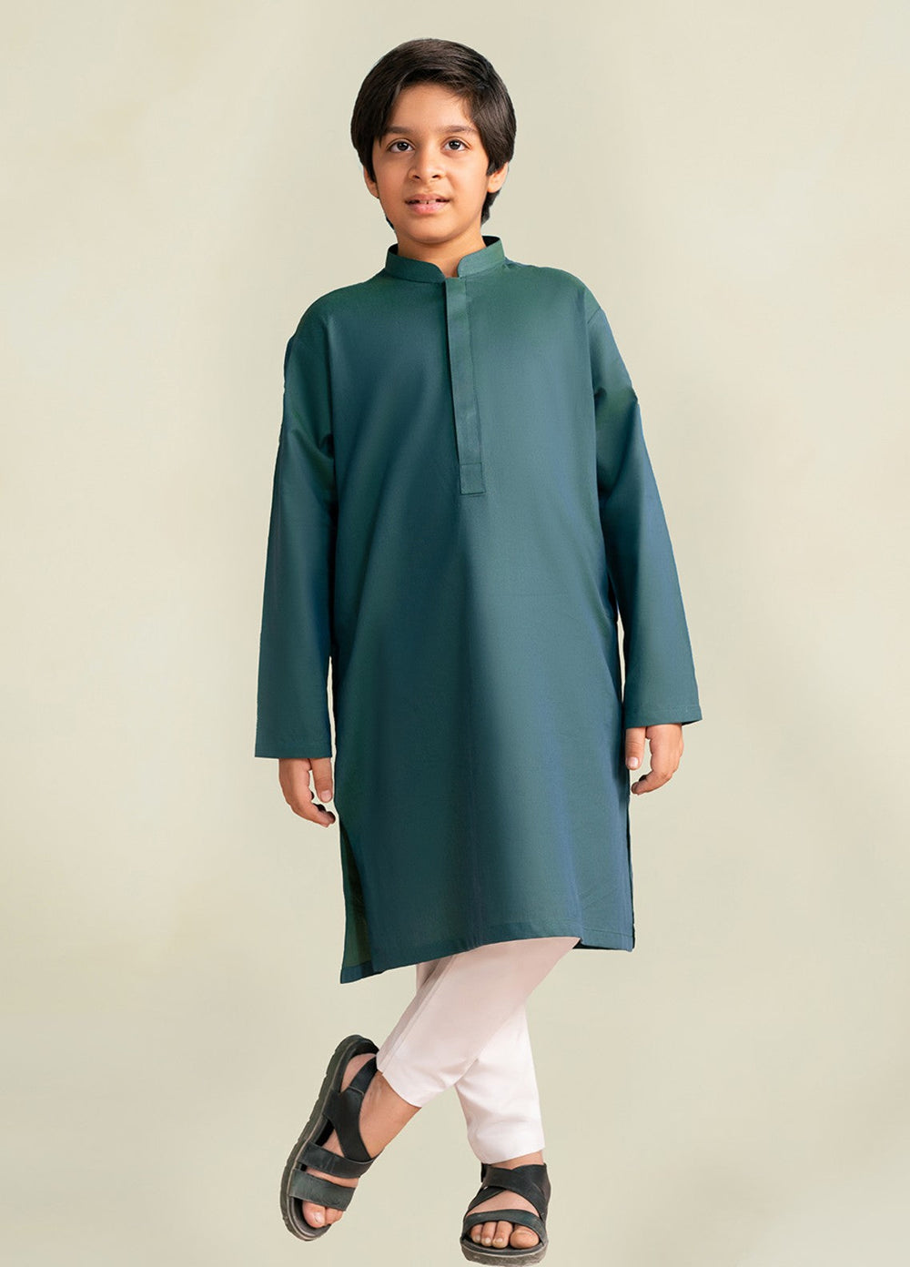 Divinely Crafted Boys RTW Cotton 2 Piece Suit Deep Pine Green Casual Collection