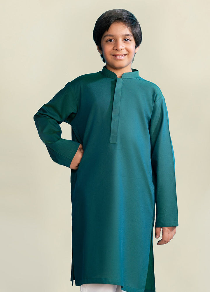 Divinely Crafted Boys RTW Cotton 2 Piece Suit Deep Pine Green Casual Collection