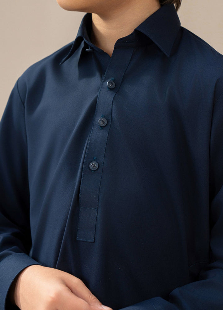 Divinely Crafted Boys RTW Solids Wash N wear 2 Piece Suit Classic Navy Blue Casual Collection