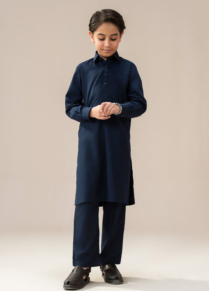 Divinely Crafted Boys RTW Solids Wash N wear 2 Piece Suit Classic Navy Blue Casual Collection