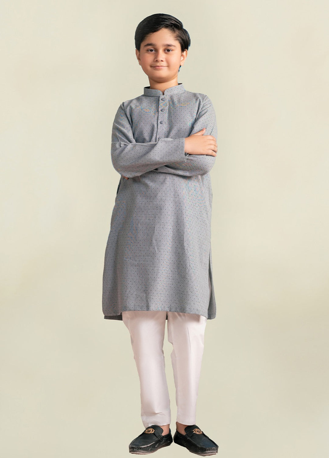 Divinely Crafted Boys RTW Cotton 2 Piece Suit Dove Grey Casual Collection