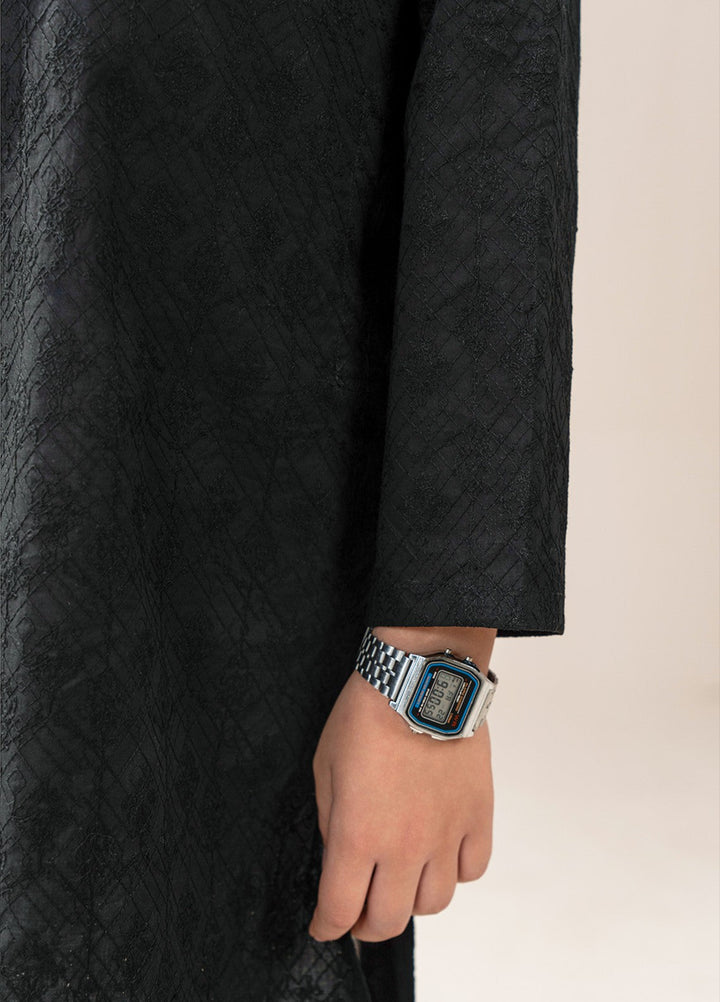 Divinely Crafted Boys RTW Chikankari Cotton 2 Piece Suit Black Chikankari Casual Collection