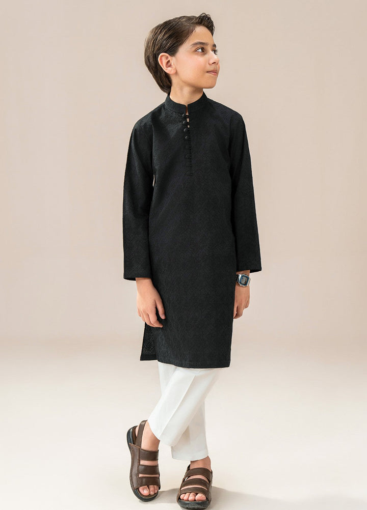 Divinely Crafted Boys RTW Chikankari Cotton 2 Piece Suit Black Chikankari Casual Collection