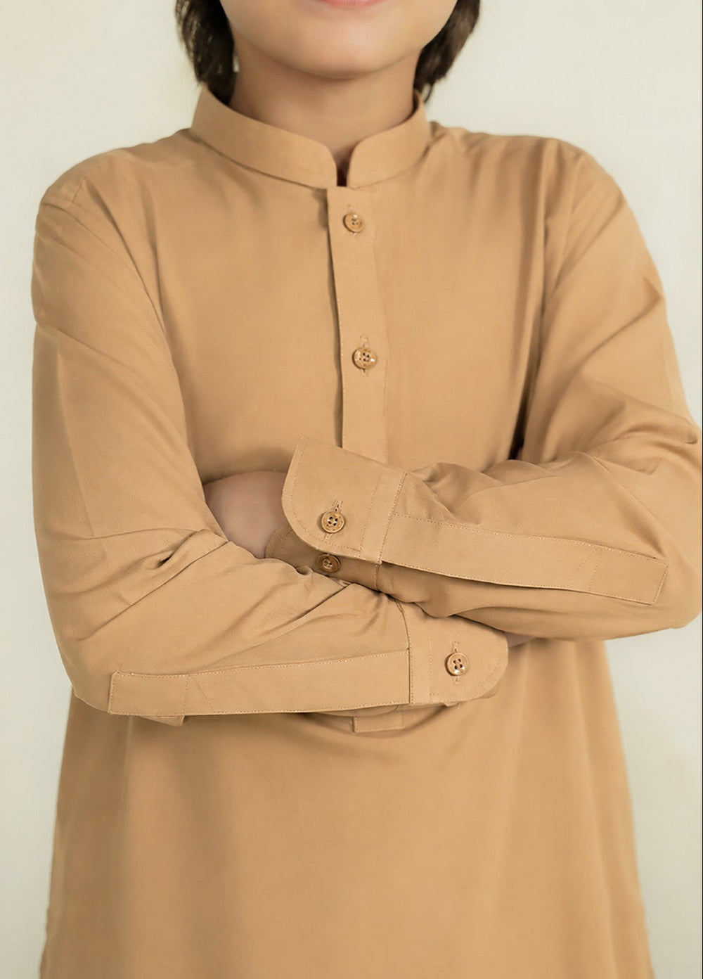 Divinely Crafted Boys RTW Solids Wash N wear 2 Piece Suit Camel Brown Casual Collection
