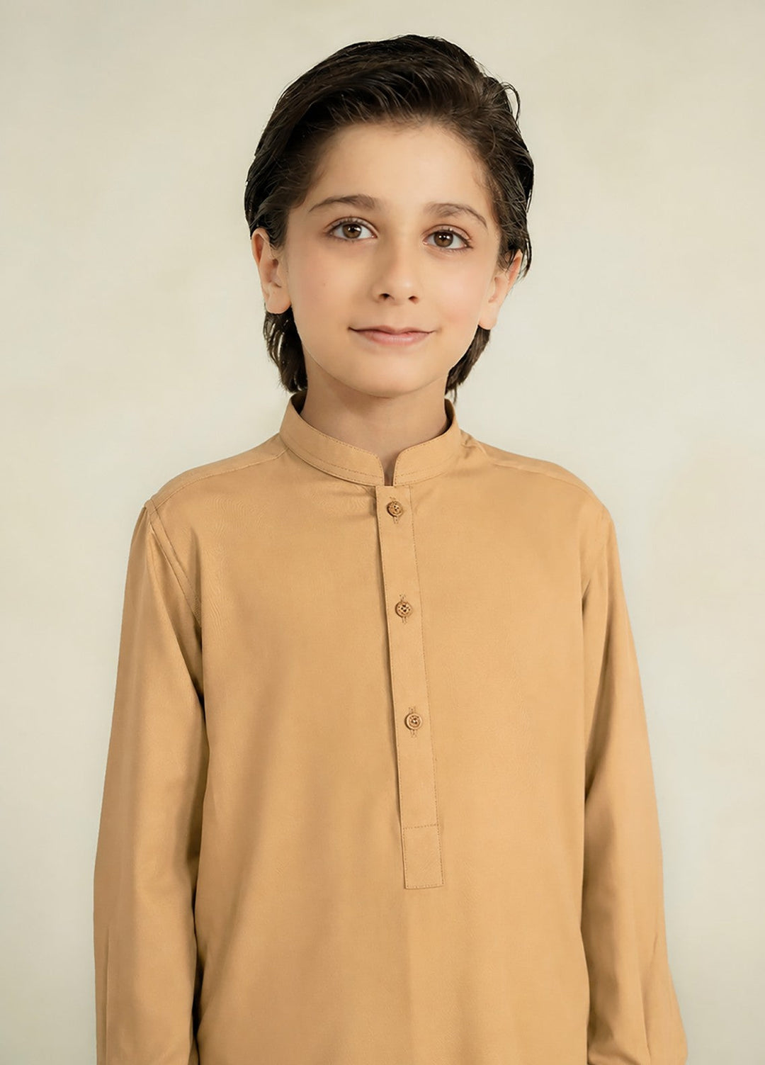 Divinely Crafted Boys RTW Solids Wash N wear 2 Piece Suit Camel Brown Casual Collection
