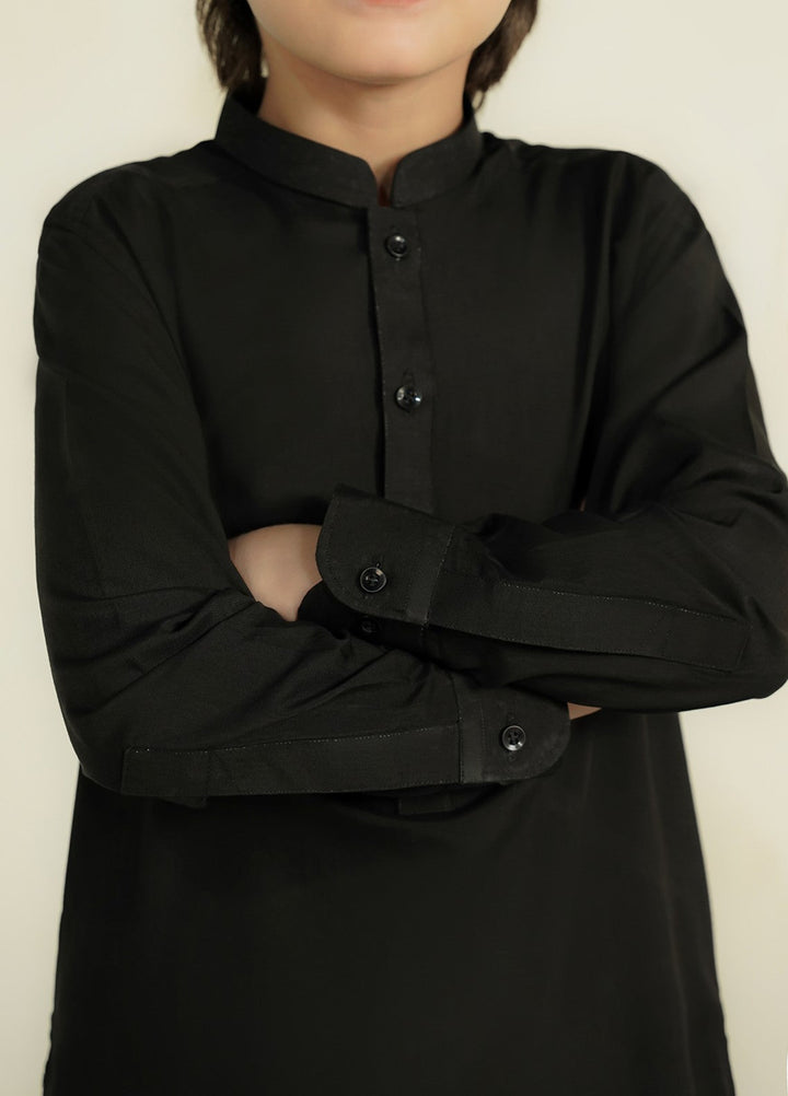 Divinely Crafted Boys RTW Solids Wash N wear 2 Piece Suit Black Casual Collection