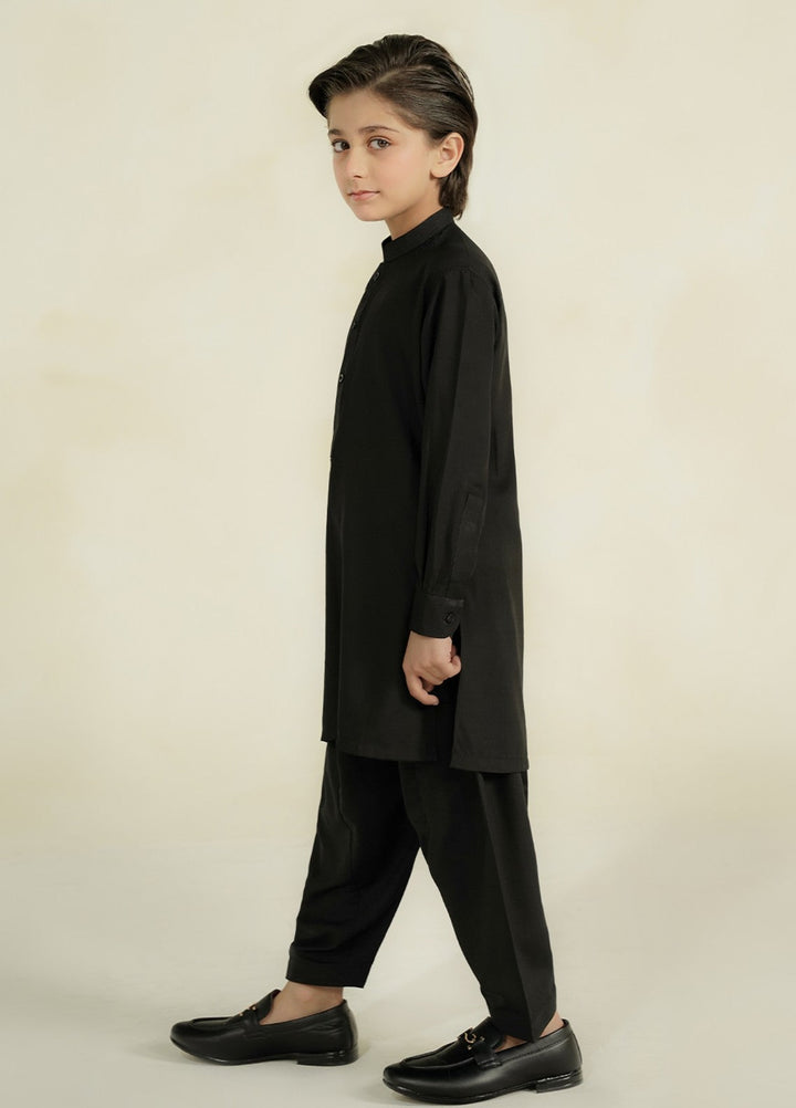 Divinely Crafted Boys RTW Solids Wash N wear 2 Piece Suit Black Casual Collection