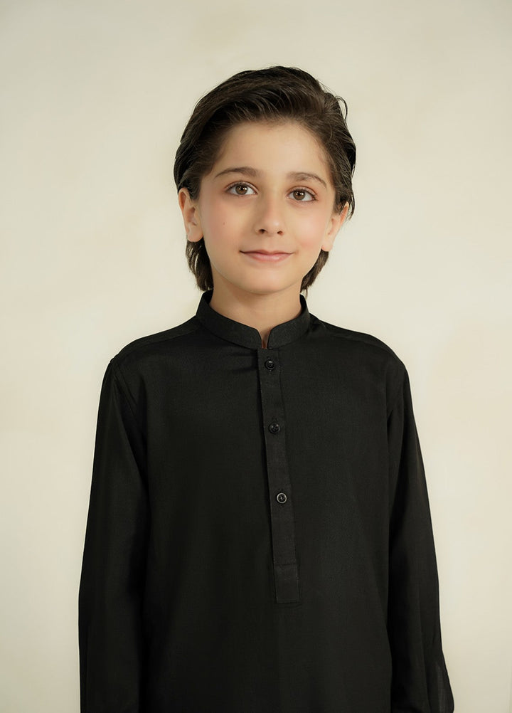 Divinely Crafted Boys RTW Solids Wash N wear 2 Piece Suit Black Casual Collection