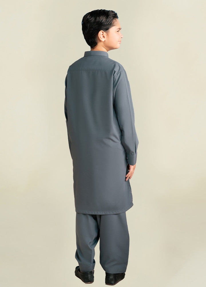 Divinely Crafted Boys RTW Solids Wash N wear 2 Piece Suit Slate Grey Casual Collection