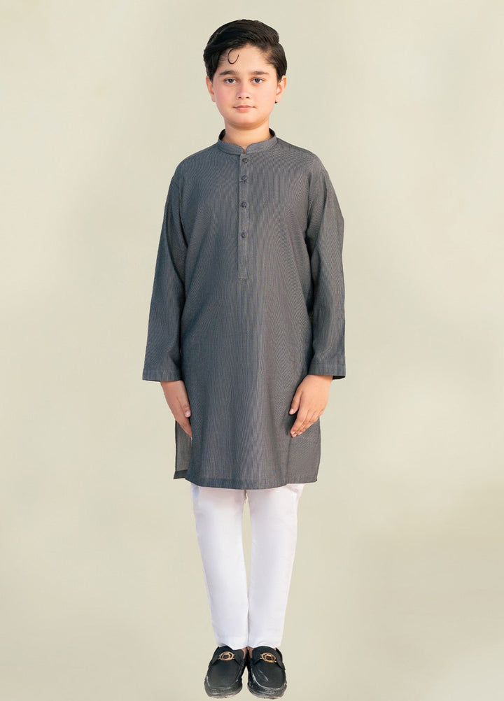 Divinely Crafted Boys RTW Cotton 2 Piece Suit Charcoal Grey Casual Collection