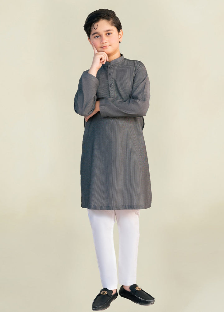 Divinely Crafted Boys RTW Cotton 2 Piece Suit Charcoal Grey Casual Collection