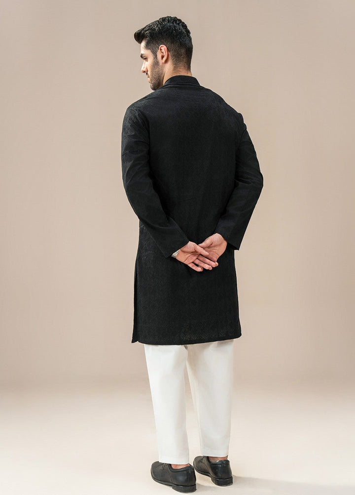 Divinely Crafted Mens RTW Chikankari Cotton 2 Piece Suit Black Chikankari Casual Collection