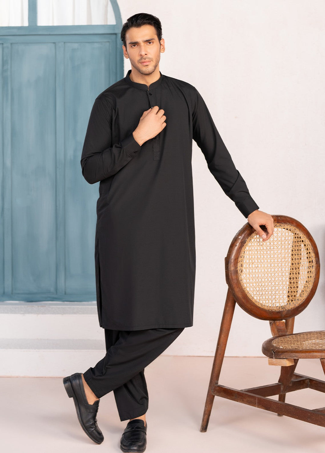 Divinely Crafted Mens RTW Solids Wash N wear 2 Piece Suit Black Casual Collection