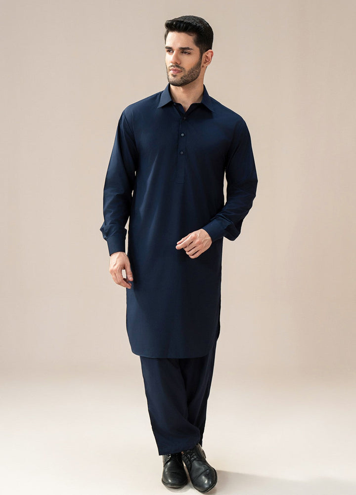 Divinely Crafted Mens RTW Wash N wear 2 Piece Suit Classic Navy Blue Casual Collection