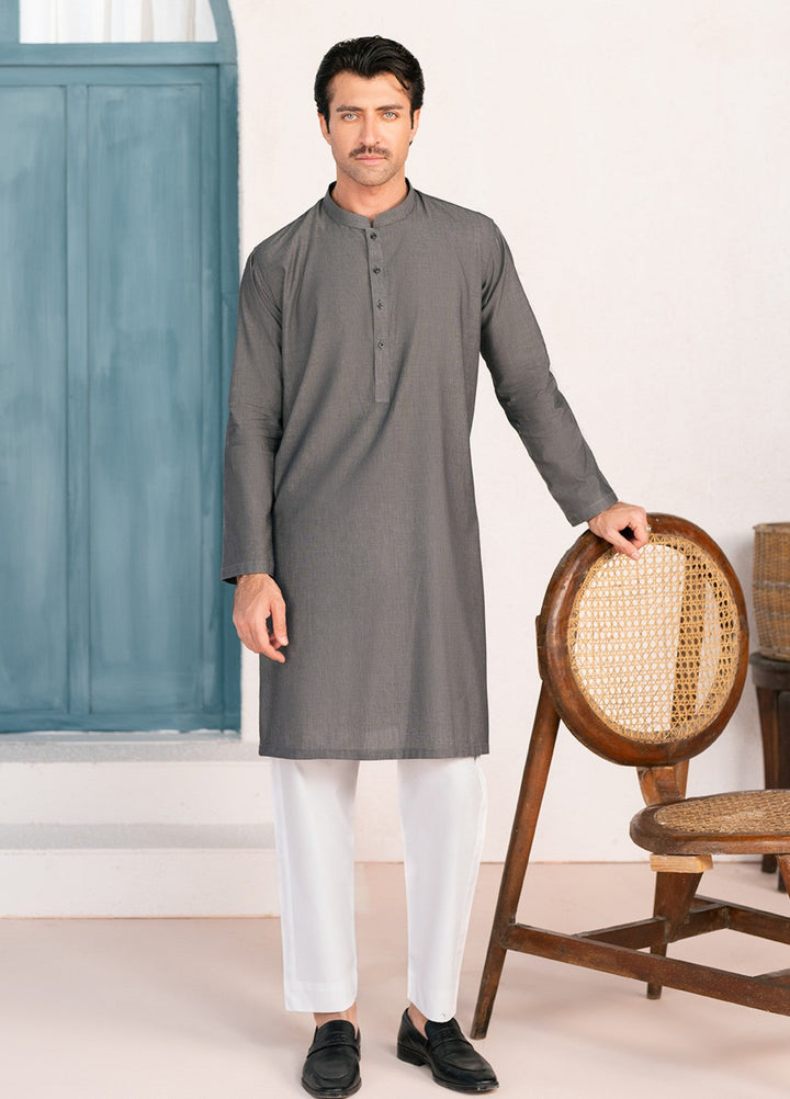 Divinely Crafted Mens RTW Cotton 2 Piece Suit Charcoal Grey Casual Collection