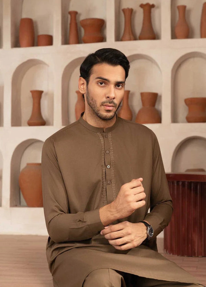 Farmanrawa by Buraq Mens RTW Embroidered Wash N Wear 2 Piece Suit Hakam Casual Collection
