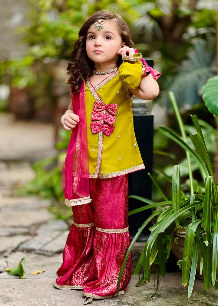 Modest Kids RTW Embroidered Net 3 Piece Suit 11000-GRN Ethnic Festive Collection