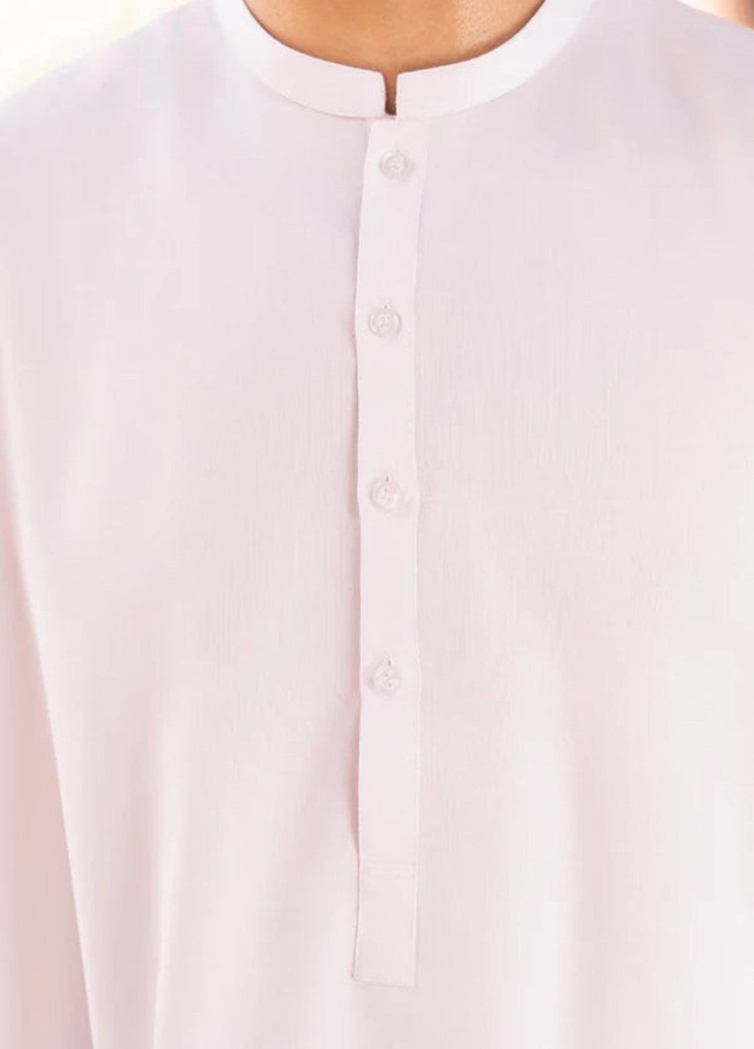 Alif by Buraq Mens RTW Solids Wash N Wear 2 Piece Suit White ban Casual Collection