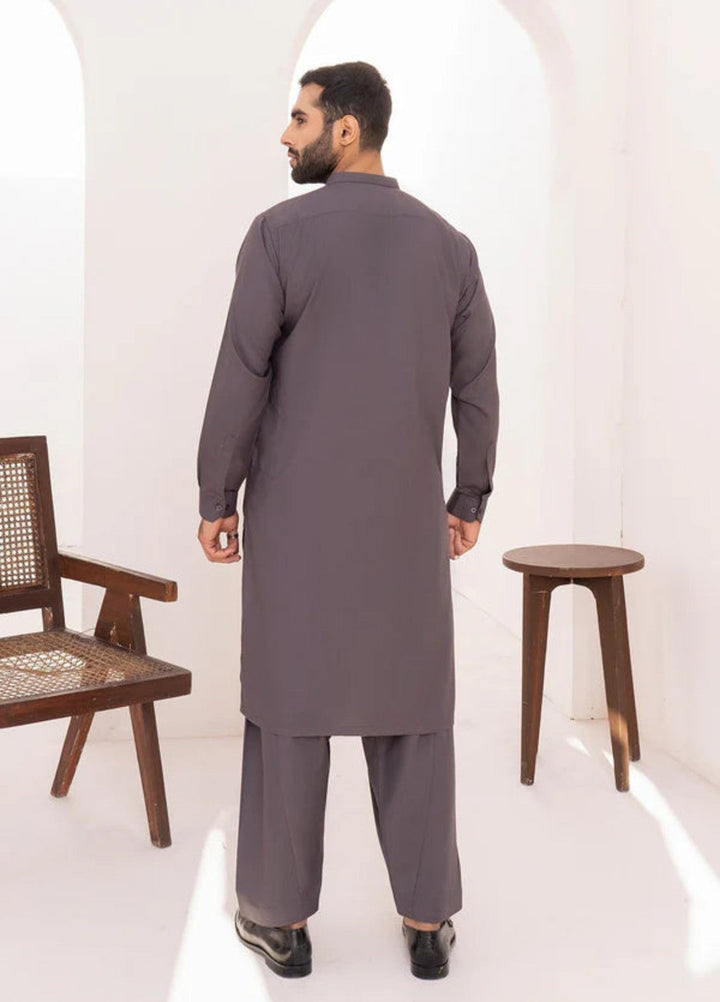 Alif by Buraq Mens RTW Solids Wash N Wear 2 Piece Suit Grey Ban Casual Collection