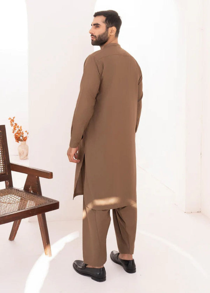 Alif by Buraq Mens RTW Solids Wash N Wear 2 Piece Suit Bisciotti Brown Casual Collection