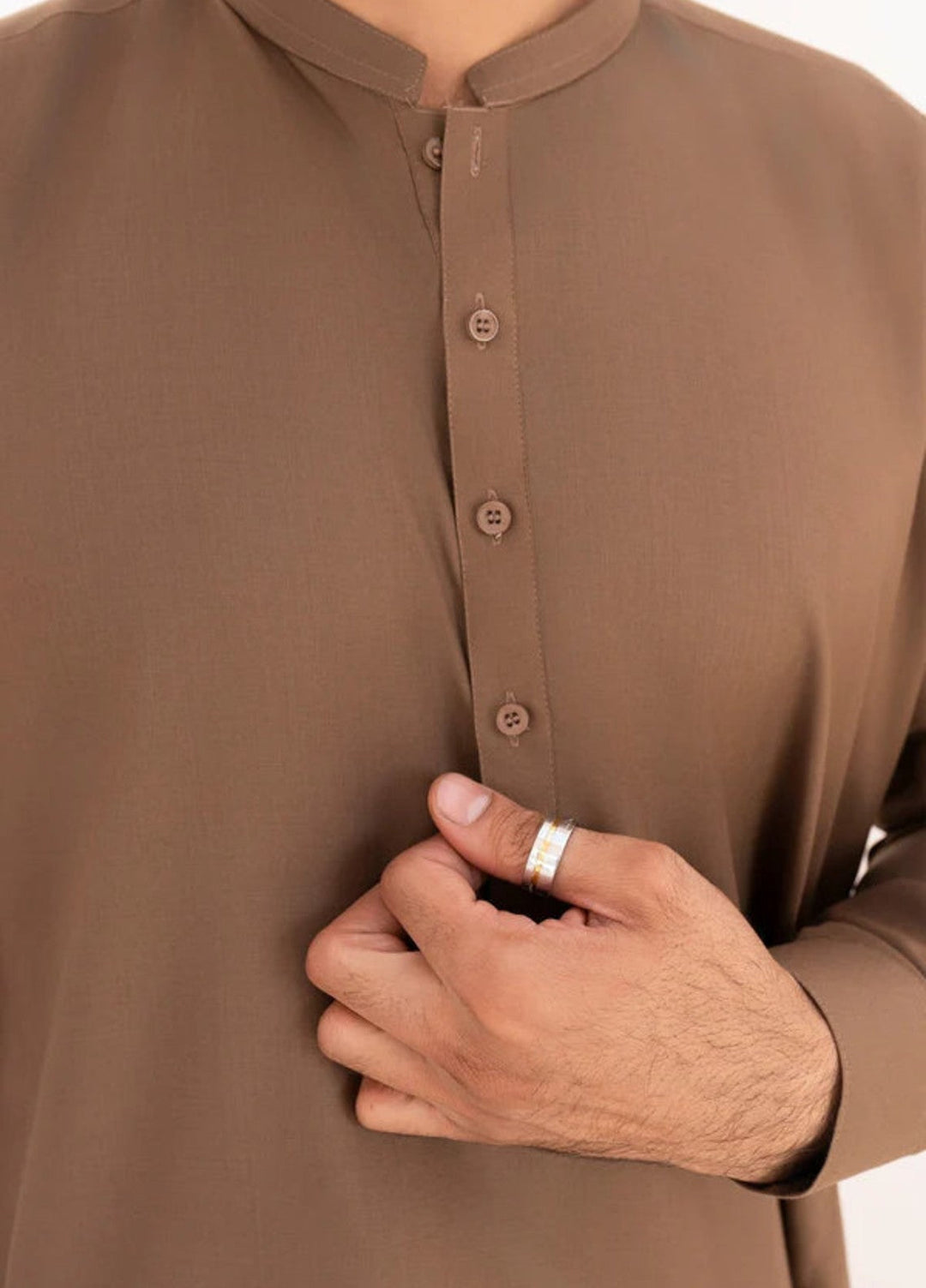 Alif by Buraq Mens RTW Solids Wash N Wear 2 Piece Suit Bisciotti Brown Casual Collection