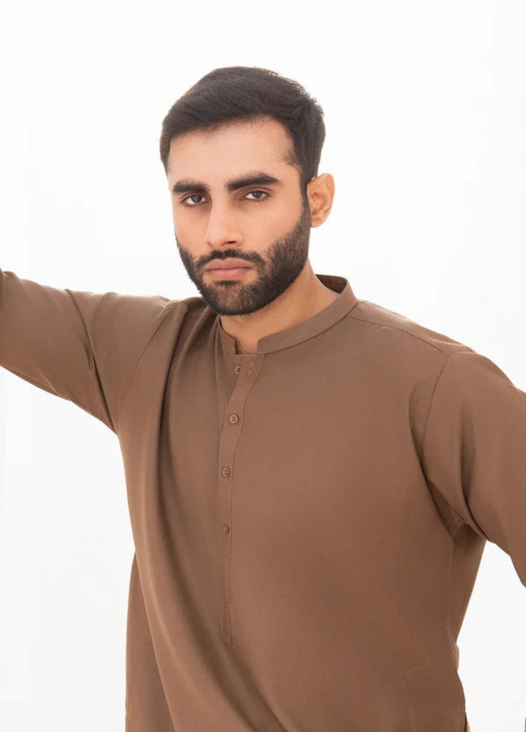 Alif by Buraq Mens RTW Solids Wash N Wear 2 Piece Suit Bisciotti Brown Casual Collection