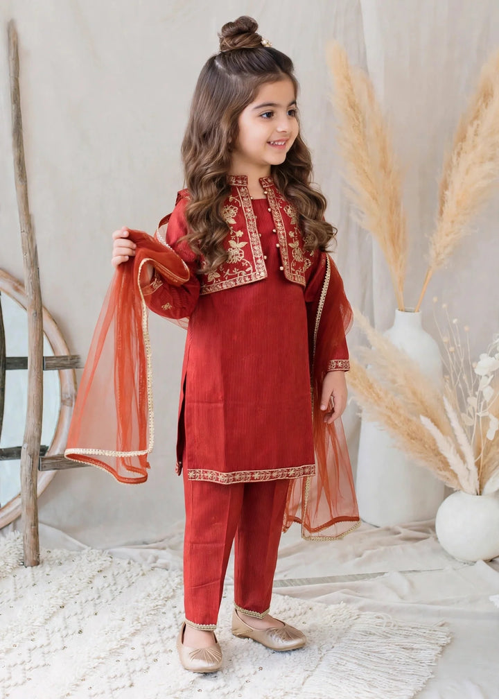 Modest Girls RTW Embroidered Lawn Cotton 4 Piece Suit 11155-MAR Festive Collection