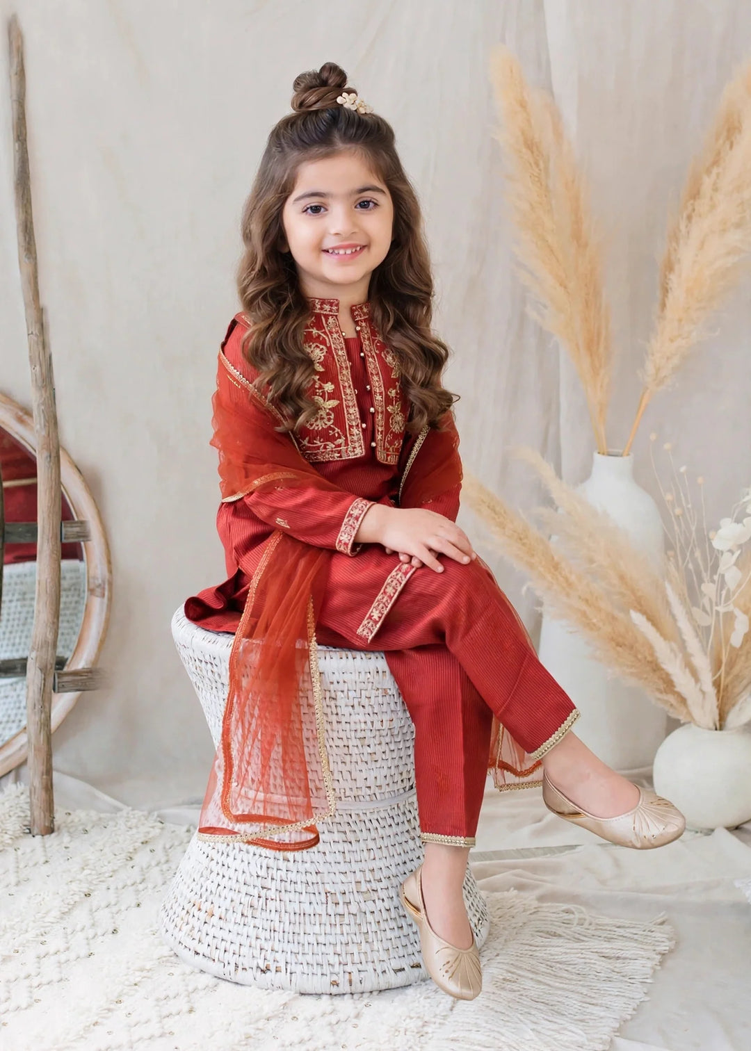Modest Girls RTW Embroidered Lawn Cotton 4 Piece Suit 11155-MAR Festive Collection