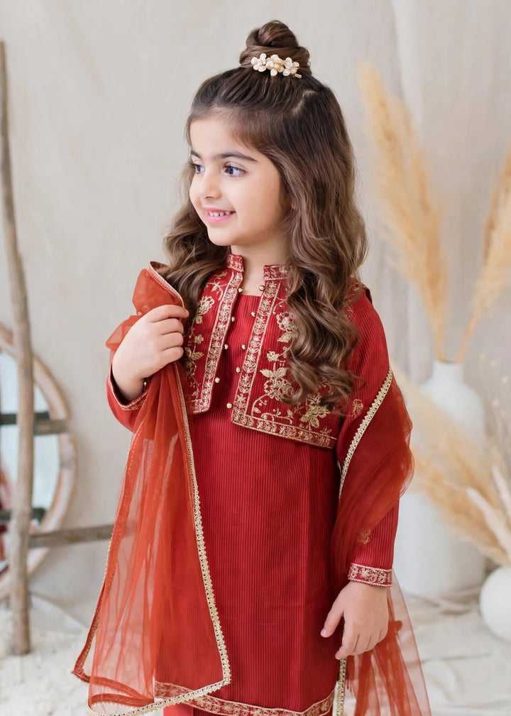 Modest Girls RTW Embroidered Lawn Cotton 4 Piece Suit 11155-MAR Festive Collection