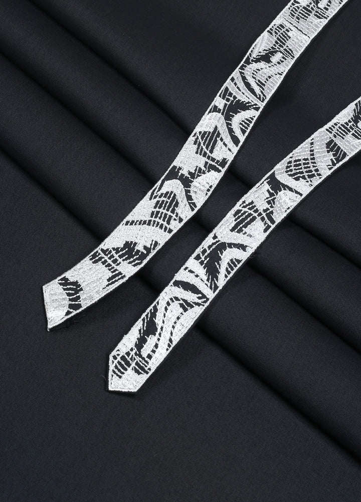 Monochrome by Fabrich Mens Unstitched Embroidered Wash N Wear 2 Piece Suit Black Bann-Placket Casual Collection