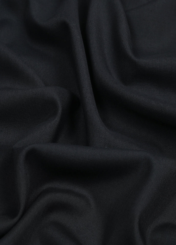 Monochrome by Fabrich Mens Unstitched Embroidered Wash N Wear 2 Piece Suit Black Bann-Placket Casual Collection