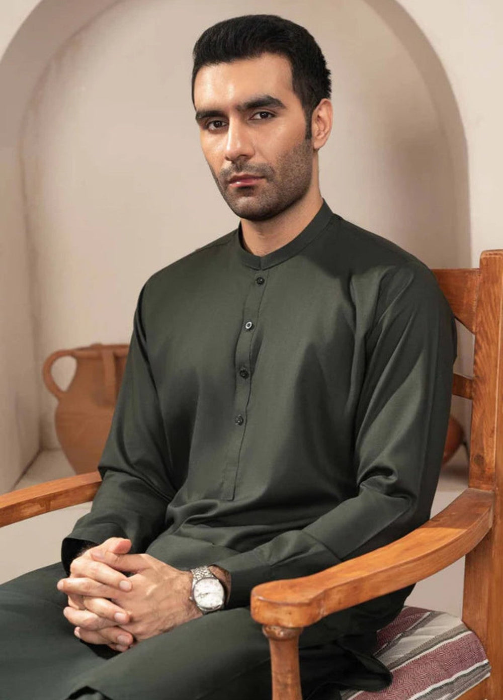Shaandar by Buraq Mens RTW Solids Wash N Wear 2 Piece Suit Mizan Casual Collection