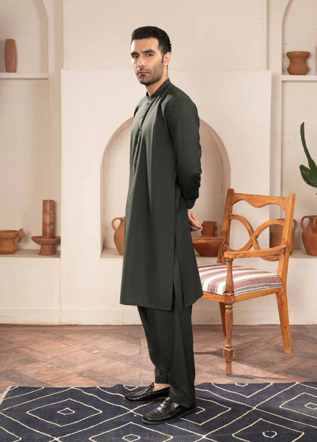 Shaandar by Buraq Mens RTW Solids Wash N Wear 2 Piece Suit Mizan Casual Collection
