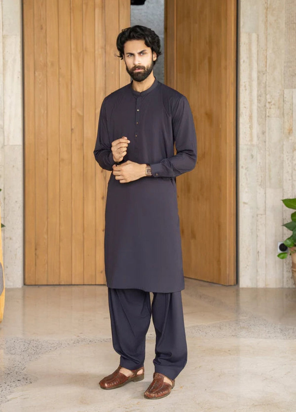 Shaandar by Buraq Mens RTW Solids Wash N Wear 2 Piece Suit Saif Casual Collection