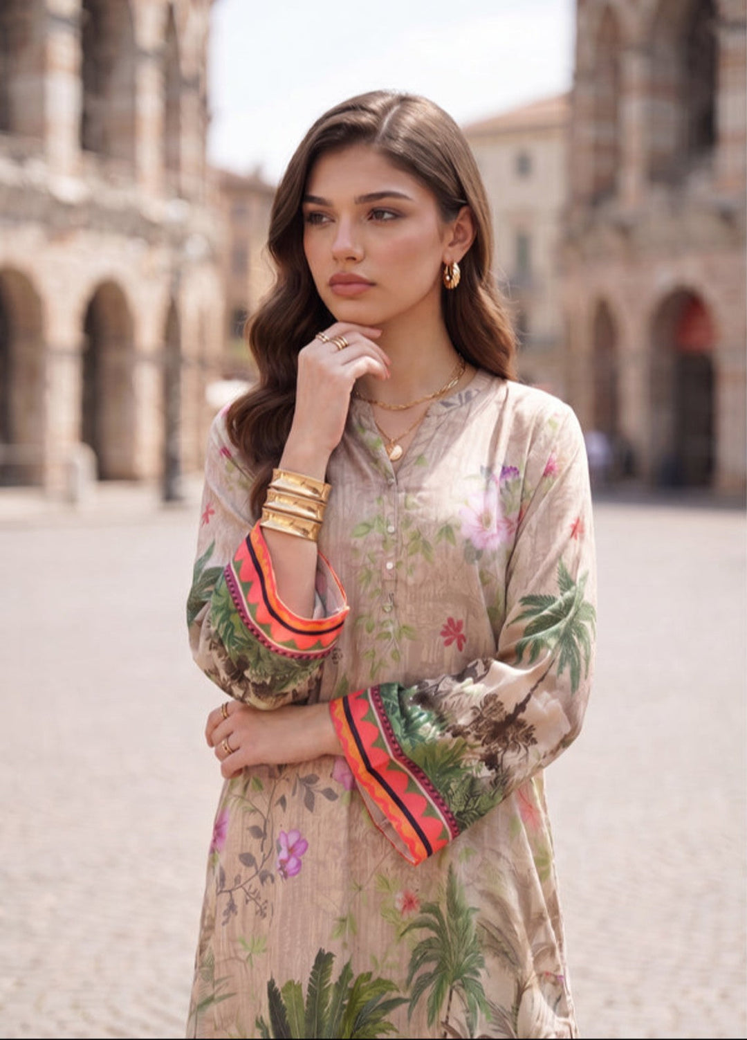 Bella Vacanza by Sahane RTW Printed Poly 1 Piece Suit PY7002 Casual Collection
