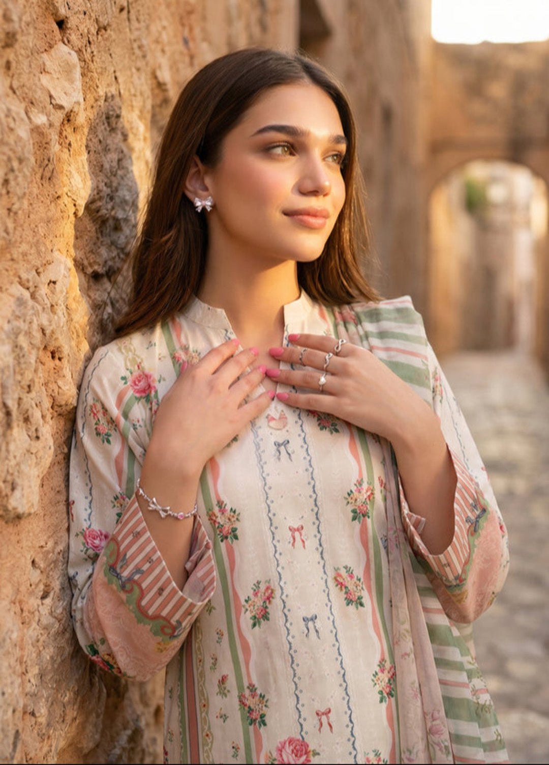 Bella Vacanza by Sahane RTW Printed Poly 3 Piece Suit PY7005 Casual Collection